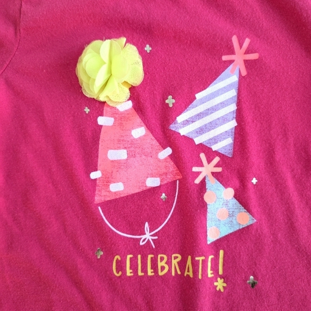 Cat & Jack Girls Celebrate Kids Pink Long Sleeve Shirt Size 5T - Picture 5 of 6